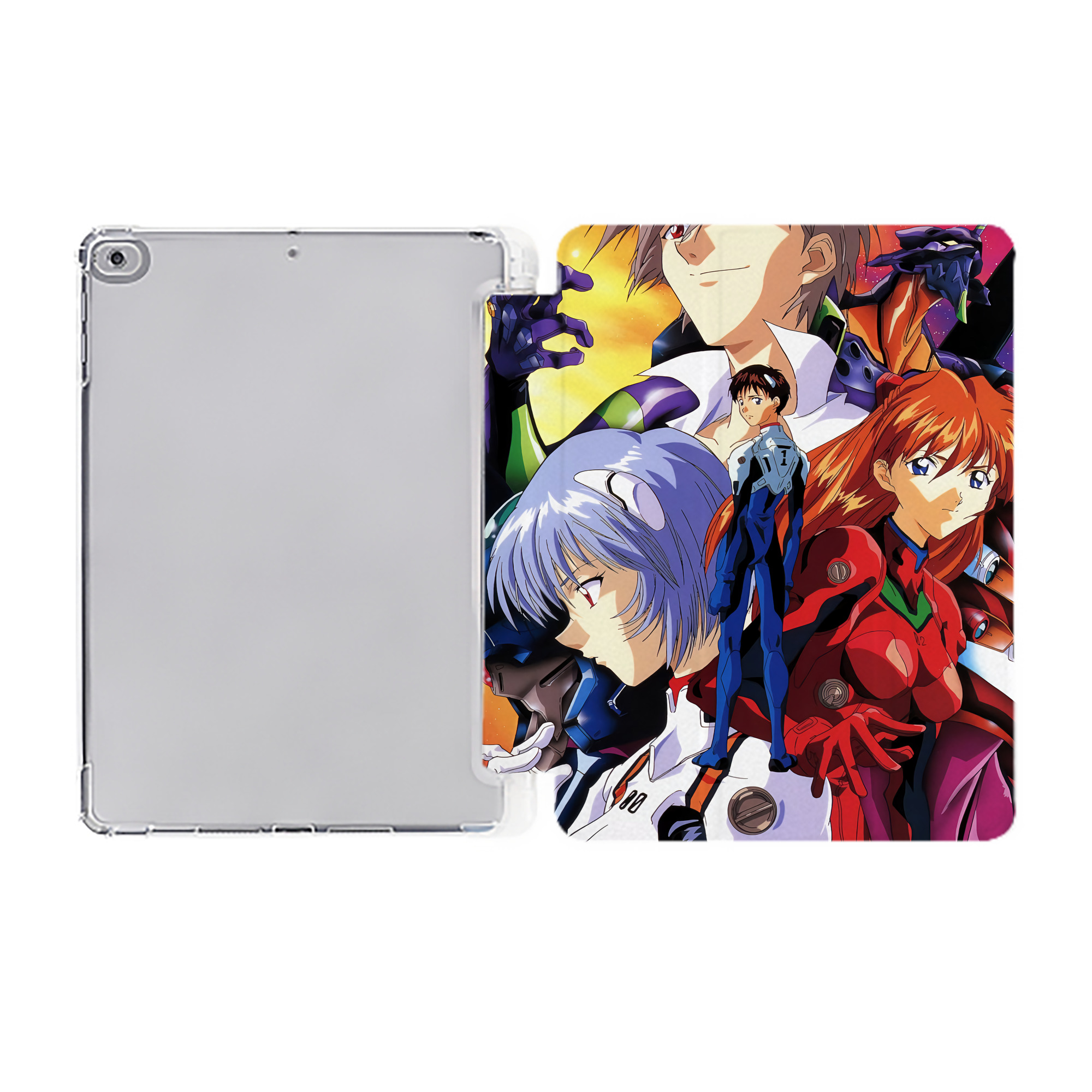 （画像用） EVA 新世紀エヴァンゲリオン IPad ケース ペン収納付き 三つ折りスタンド PUレザー×シリコン 対応機種9.5/10.5/10.9インチ